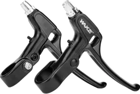 WAKE Bicycle Brake Levers 2pcs Mountain Bike Brake Handles 4 Finger 2.2cm Diameter for Most Bicycle, Road Bike, MTB, BMX, Cycling (Aluminum Alloy, Black)