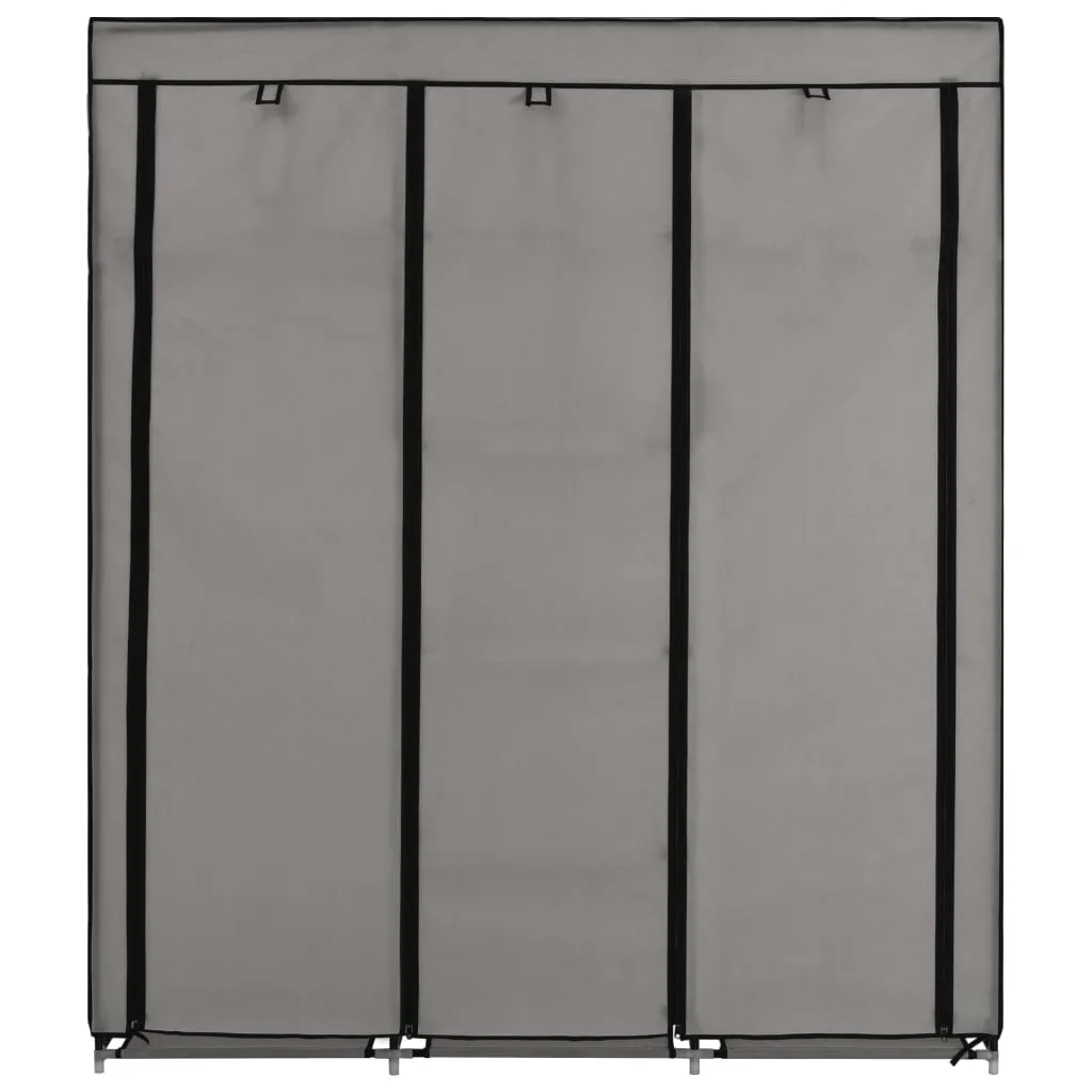 Wardrobe with Compartments and Rods Grey 150x45x175 cm Fabric