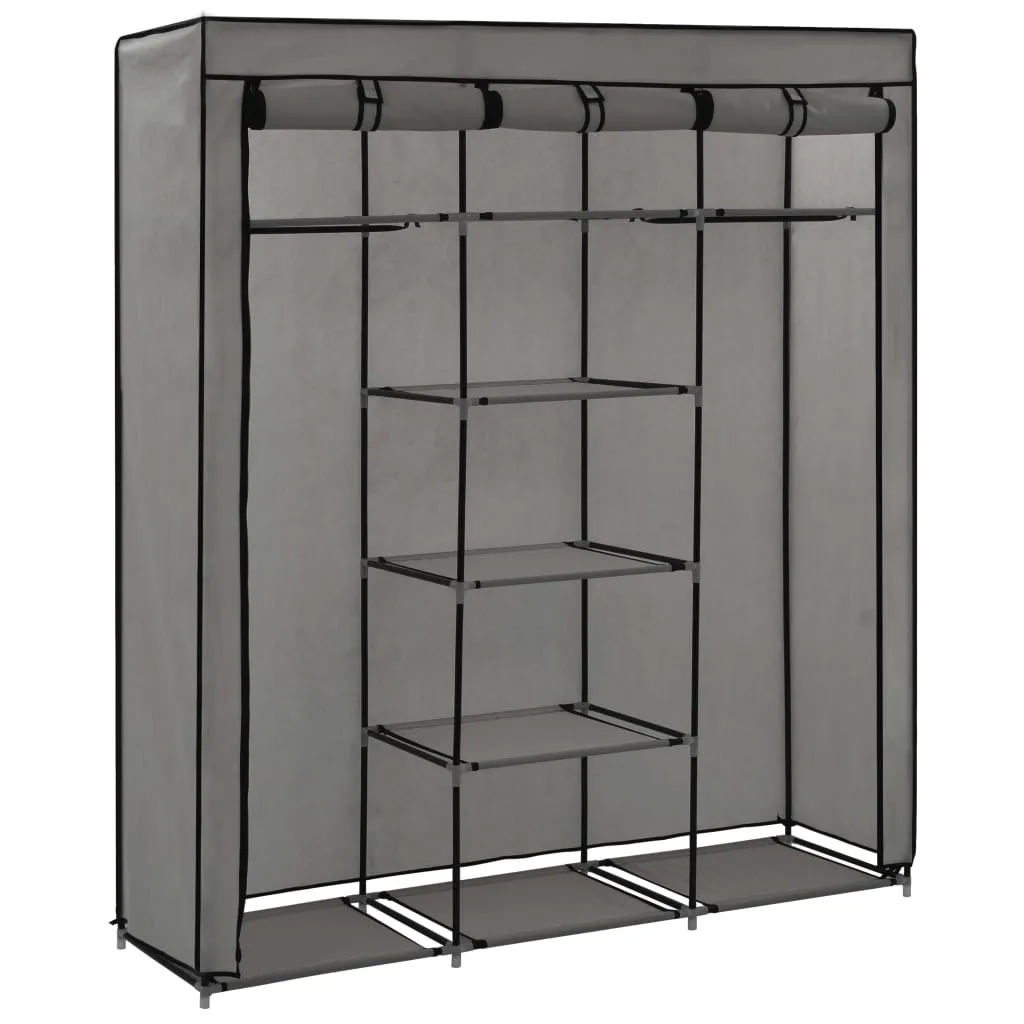 Wardrobe with Compartments and Rods Grey 150x45x175 cm Fabric