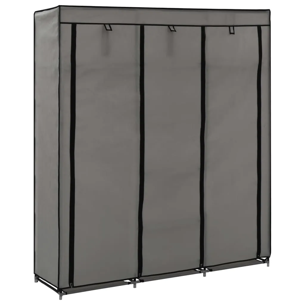 Wardrobe with Compartments and Rods Grey 150x45x175 cm Fabric