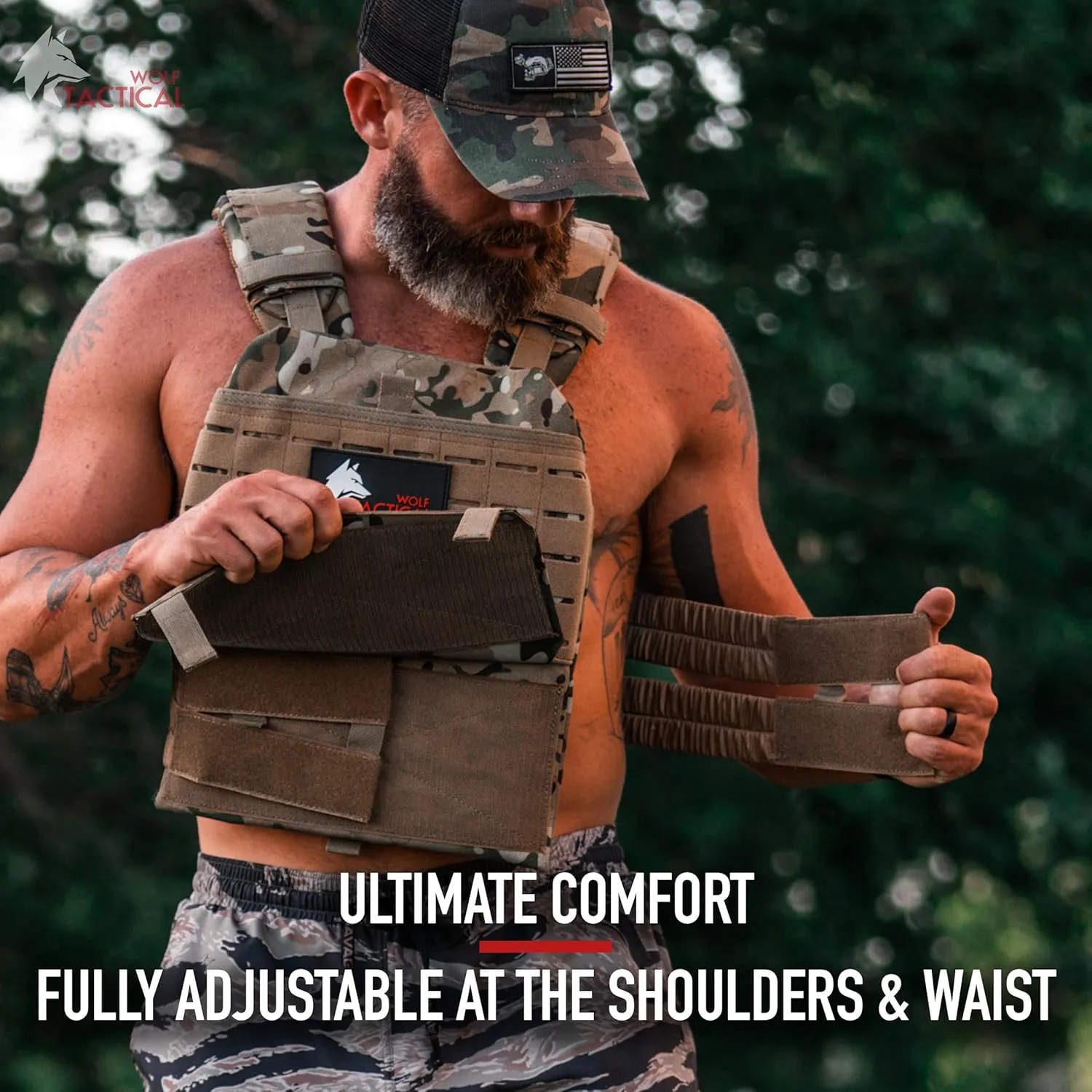WOLF TACTICAL Adjustable Weighted Vest  WODs, Strength and Endurance Training, Fitness Workouts, Running