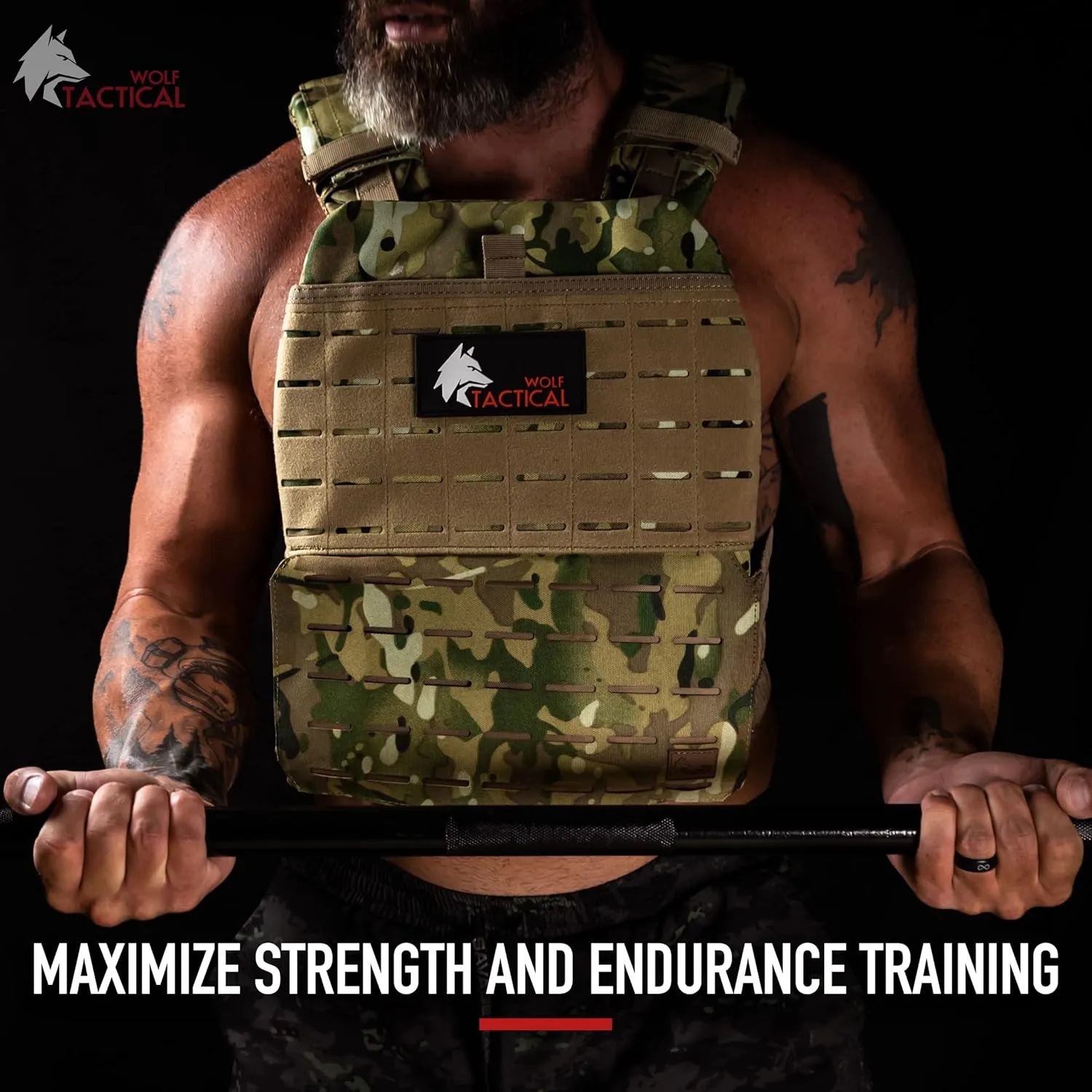 WOLF TACTICAL Adjustable Weighted Vest  WODs, Strength and Endurance Training, Fitness Workouts, Running