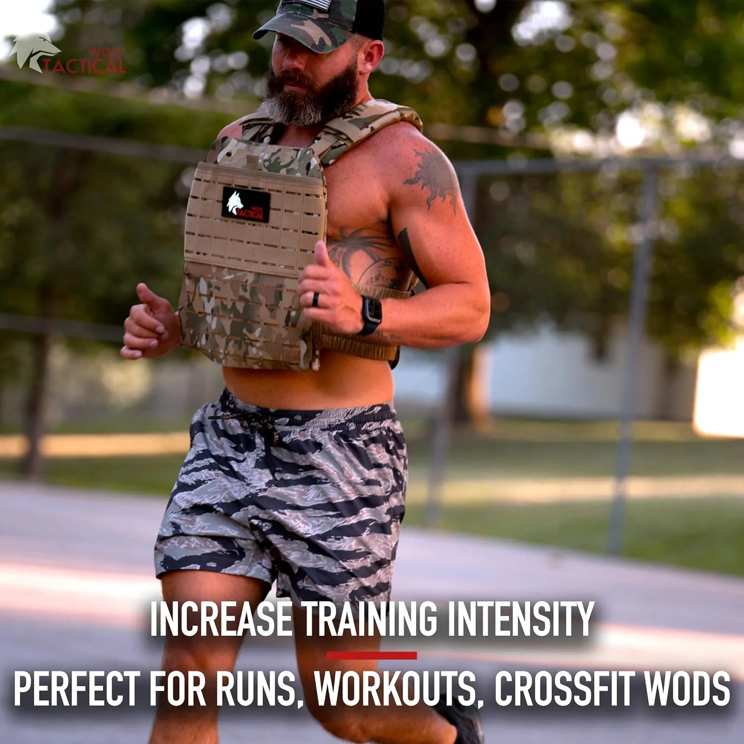 WOLF TACTICAL Adjustable Weighted Vest  WODs, Strength and Endurance Training, Fitness Workouts, Running