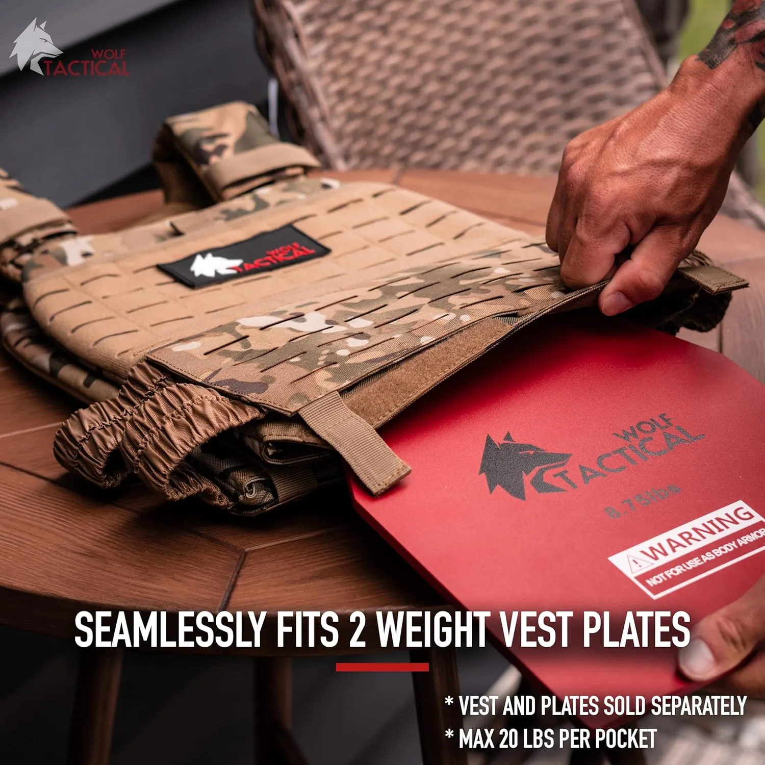 WOLF TACTICAL Adjustable Weighted Vest  WODs, Strength and Endurance Training, Fitness Workouts, Running
